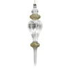 ORN CLEAR GOLD ICICLE DROP 6.25″ W/ GOLD GLTR.
