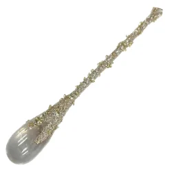 ORN CLEAR GOLD ICICLE DROP 10″ W/ CHAMP. GLITTER & SEQUINS