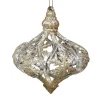 ORN CLEAR GOLD ONION DROP 3.75″ W/ SNOWFLAKE & GOLD GLTR.