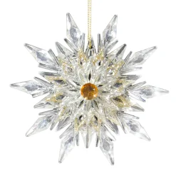 ORN CLEAR GOLD SUN STAR 4.25″ W/ JEWEL & CHAMP, BRIGHT SLV. GLTR