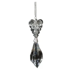 ORN CLEAR JEWEL DROP 5″ BEADED TOP