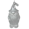 ORN CLEAR PEARL GNOME 4″ W/ ICE WHITE GLITTER