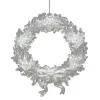 ORN CLEAR PEARL HOLLY WREATH 5.7″ W/ ICE WHITE GLITTER