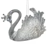ORN CLEAR PEARL ROYAL SWAN 3″ W/ ICE GLITTER