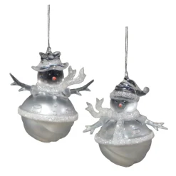 ORN CLEAR PEARL SNOWMAN 3.5″ W/ ICE GLITTER 2 ASSTD.