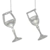 ORN CLEAR PEARL WINE GLASS 4.5″ W/ ICE WHITE GLITTER, 2 ASSTD.