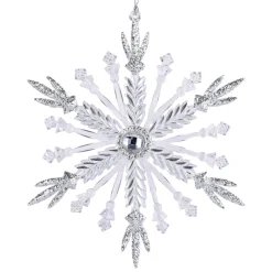 ORN CLEAR SILVER SNOWFLAKE 5.5″ W/ GLITTER