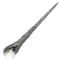 ORN CLEAR SILVER ICICLE DROP 6.75″ W/ GLITTER & SEQUINS