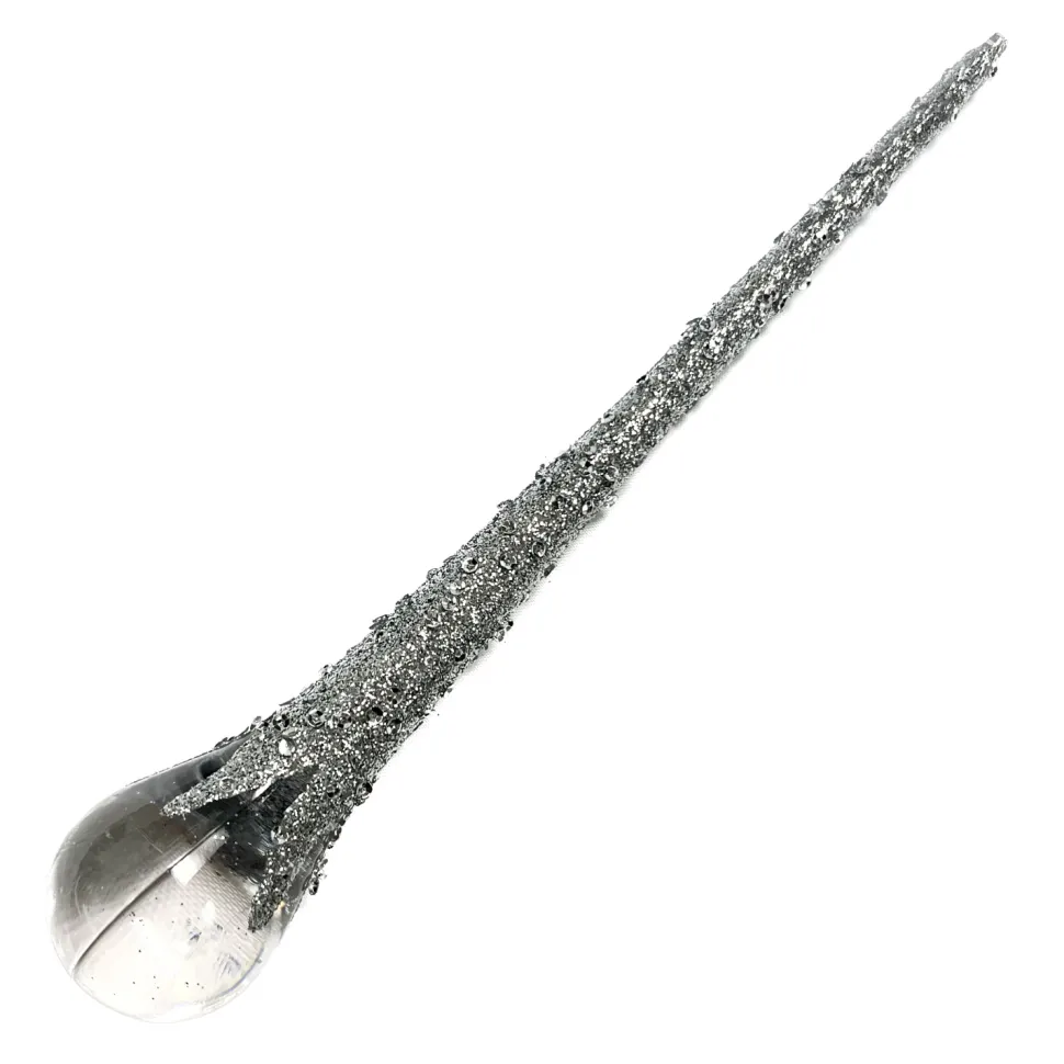 ORN CLEAR SILVER ICICLE DROP 6.75″ W/ GLITTER & SEQUINS