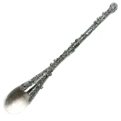 ORN CLEAR SILVER ICICLE DROP 10″ W/ GLITTER & SEQUINS