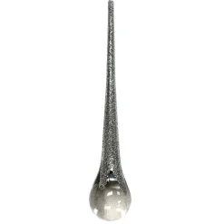 ORN CLEAR SILVER ICICLE DROP 10″ W/ GLITTER