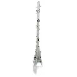 ORN CLEAR WHITE ICICLE DROP 6.75″ W/ WHITE GLITTER & SEQUINS