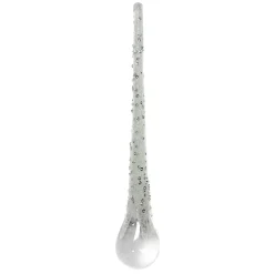 ORN CLEAR WHITE ICICLE DROP 10″ W/ WHITE GLITTER & SEQUINS