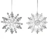 ORN CLEAR WHITE SNOWFLAKE 4.9″ W/ GLTR. 2 ASSTD.