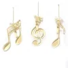 ORN CLEAR/GOLD MUSIC NOTES 6.5″ W/ RIBBON BOW & IVORY TASSEL 3 ASSTD.