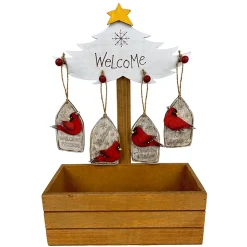 ORN DSP WOODEN CARDINAL TAGS 3.7″ W/ DISPLAY BOX 4/S