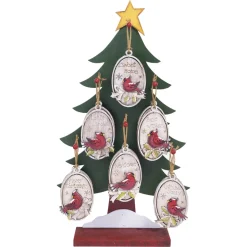ORN DSP WOODEN OVAL CARDINALS 5″ W/ DISPAY 6/S