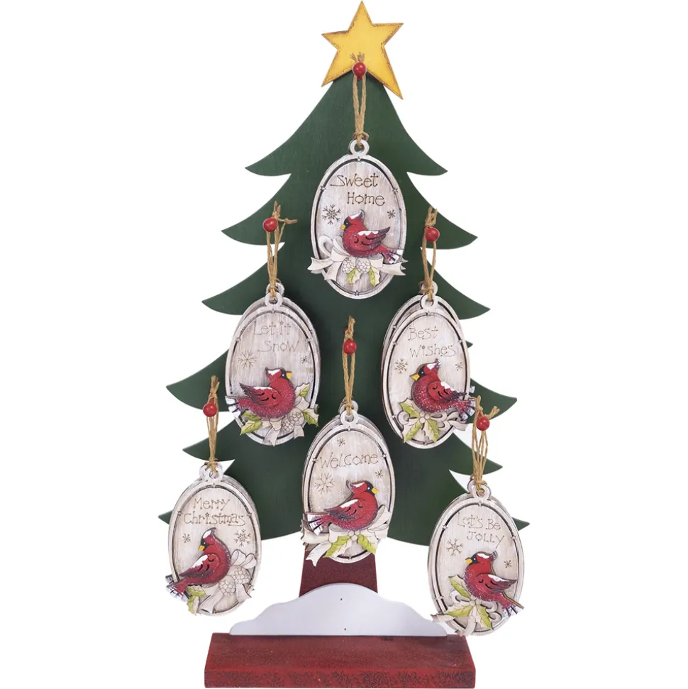 ORN DSP WOODEN OVAL CARDINALS 5″ W/ DISPAY 6/S