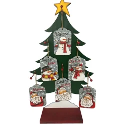 ORN DSP WOODEN SNOWMAN TAGS 5.3″ W/DISPLAY 6/S