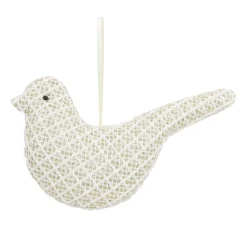 ORN FABRIC BIRD 3.5″ CREAM/GOLD