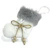 ORN FABRIC BOOT FAUX FUR WHITE 4″ W/ REINDEER