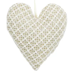 ORN FABRIC HEART 3.5″ CREAM/GOLD