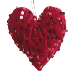 ORN FABRIC HEART SEQUINS 3.5″ BURGUNDY