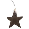 ORN FABRIC STAR 6.5″ BROWN W/FEATHER