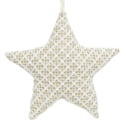 ORN FABRIC STAR 4.5″ CREAM/GOLD