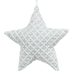 ORN FABRIC STAR 4.5″ WHITE/SILVER