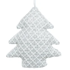 ORN FABRIC TREE 4″ WHITE/SILVER