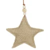 ORN FABRICSTAR 5.5″ BROWN/NATURAL W/ BEADS