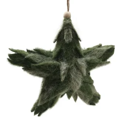 ORN FELT STAR GREEN 7.5″ FROSTED LOOKED