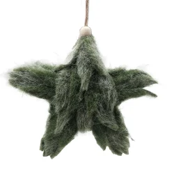 ORN FELT STAR GREEN 5.5″ FROSTED LOOKED