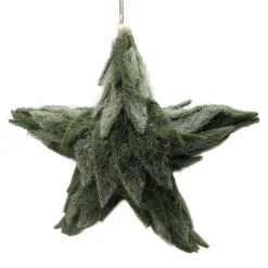 ORN FELT STAR GREEN 11″ FROSTED LOOKED