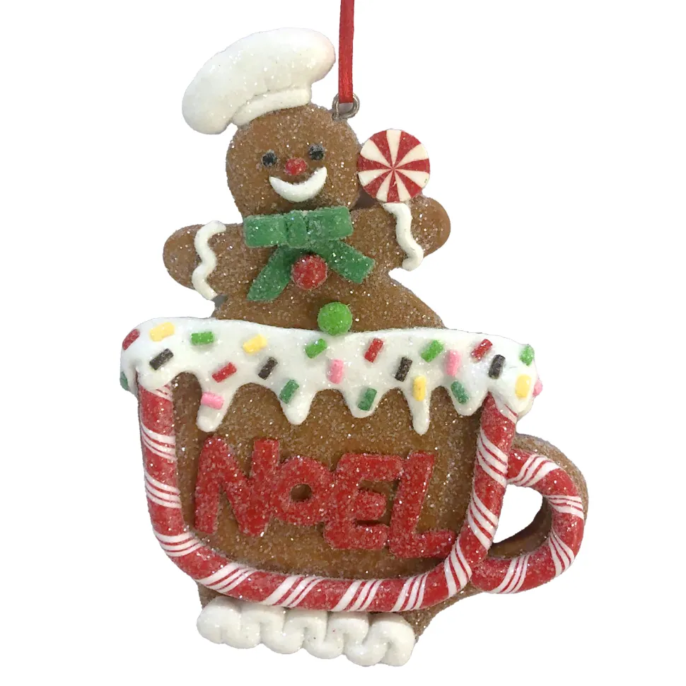 ORN GINGERBREAD MAN ON A CUP 4.6″ CLAY DOUGH