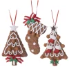 ORN GINGERBREAD RESIN 5″ XMAS TREEx2 & STOCKING 3/S