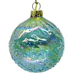 ORN GLASS BALL 3″ BLUE AQUA