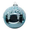 ORN GLASS BALL 3″ BLUE ICE SHINY W/ ICE GLITTER