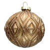 ORN GLASS BALL 3″ BROWN MATT DIAMOND W/ GLITTER