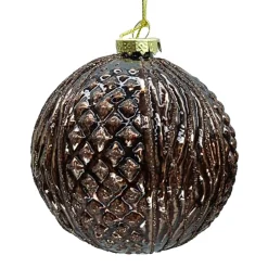ORN GLASS BALL 4″ CHOCOLATE W/ GLITTER