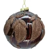 ORN GLASS BALL 4″ CHOCOLATE W/ GLITTER