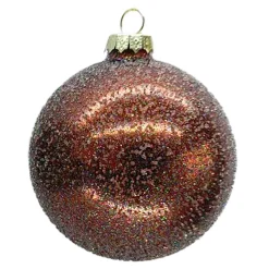 ORN GLASS BALL 3″ CHOCOLATE W/ GLITTER