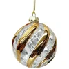 ORN GLASS BALL 3″ CLEAR /COPPER SWIRL
