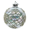 ORN GLASS BALL 3″ CLEAR IRRD. W/GLITTER CELTIC PATTERN