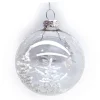ORN GLASS BALL 3″ CLEAR W/ GLITTER TREE PATTERN
