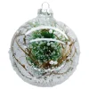 ORN GLASS BALL 4″ CLEAR W/ TWIG, PINE & SNOW