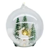 ORN GLASS BALL 4″ CLEAR W/ TREE & DEER LIGHTED