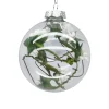 ORN GLASS BALL 3″ CLEAR W/MISTLETOE INSDE