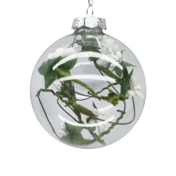 ORN GLASS BALL 3″ CLEAR W/MISTLETOE INSDE